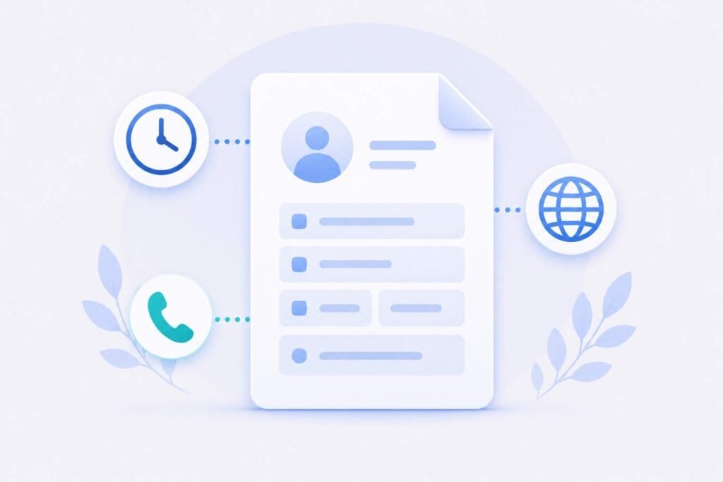 Document icon surrounded by small data-point icons representing categories of user data collected